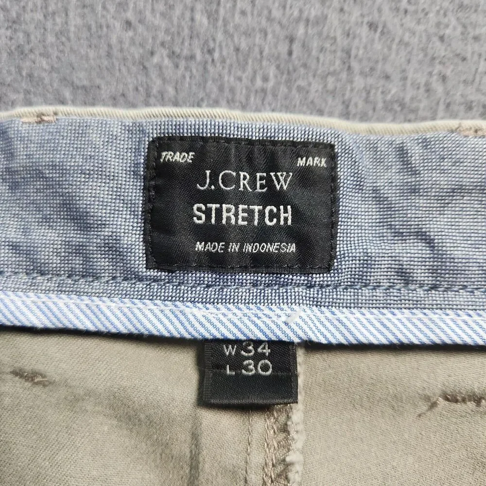 J. Crew 484 Slim Chino Pants Men 34X30 (36X28) Dark Tan Stretch Straight Leg